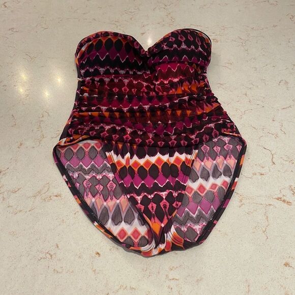La Blanca NWOT strapless halter ruched mesh swimsuit SZ 6 - Picture 1 of 7